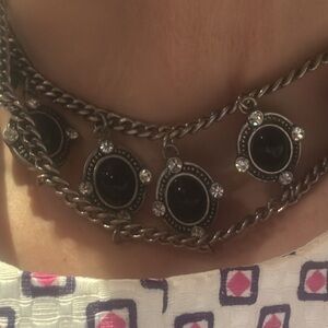 Elegant Black and Silver choker Necklace